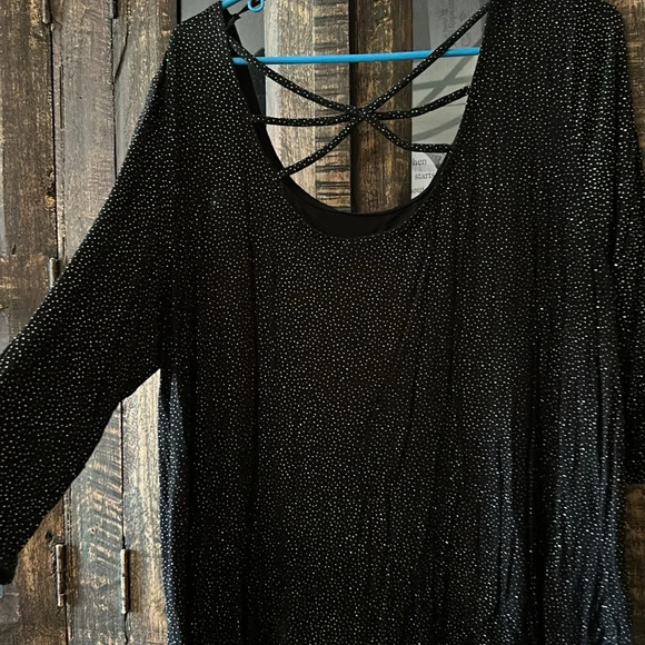Black Sparkle 3/4 Sleeve Dressy Top Jennifer Lopez Worn Once Size 2x - Picture 3 of 4